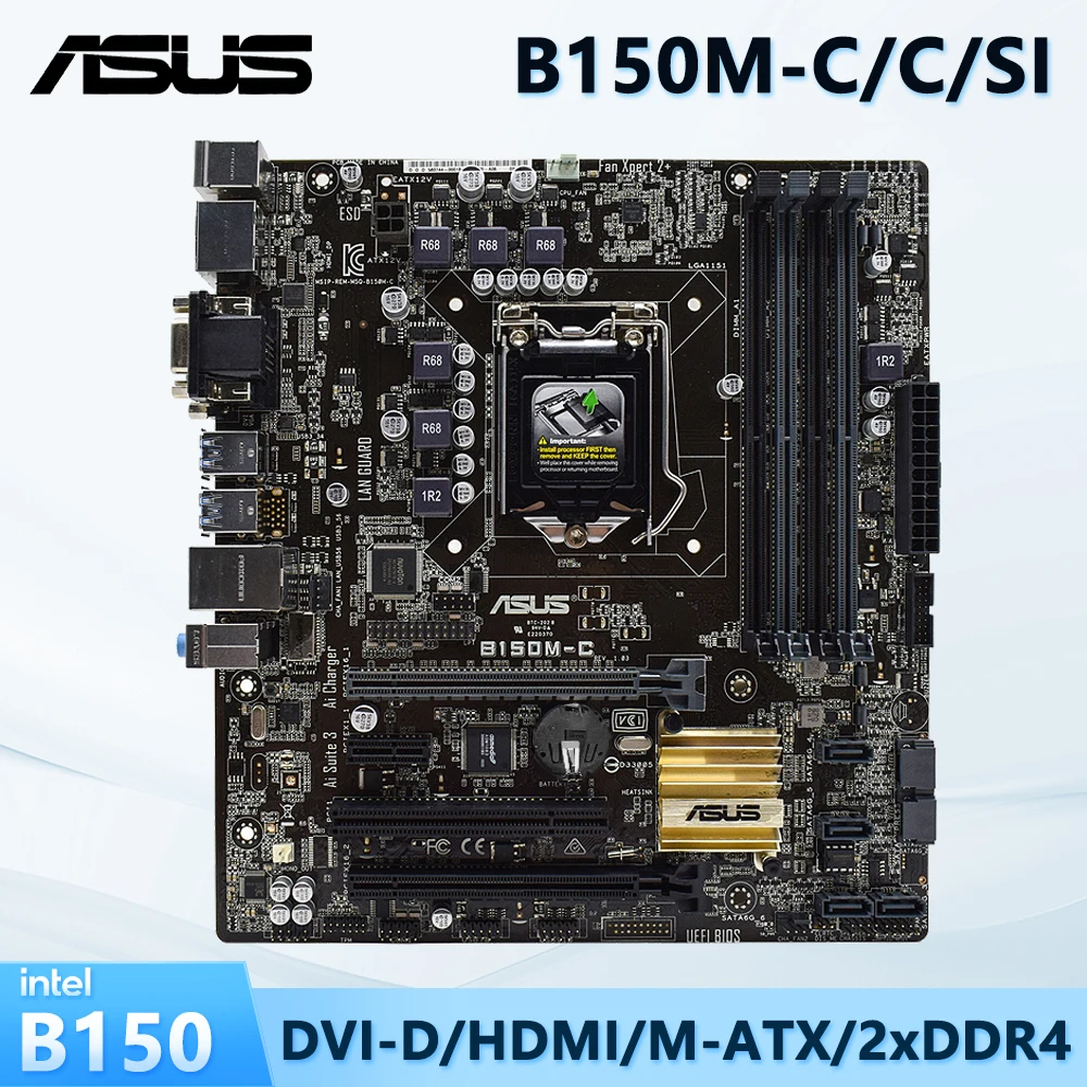 

B150 Motherboard ASUS B150M-C/C/SI for Core i5 6400 7400 6500 7500 6600 7600 LGA 1151 Motherboard for i3 6100 7100 i7 6700 7700