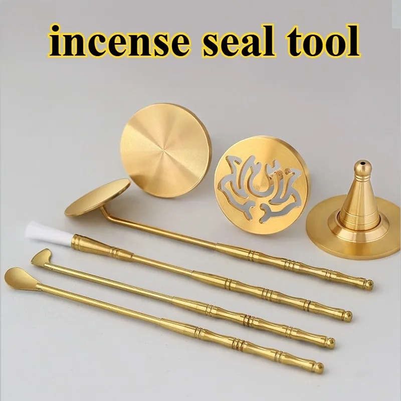 Brass Incense Seal Tool Spoon Shovel Gray Pressing Supplies for Home Indoor Incense Seal Expansion Extension Incense Accessories