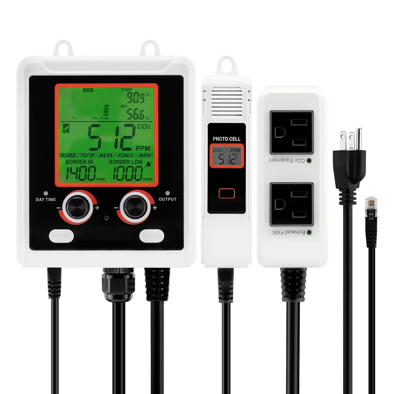 

Carbon Dioxide Monitoring Controller, Dual Outlets Carbon Dioxide Controller, CO2 Meter Monitor Day and Night Detection Feature