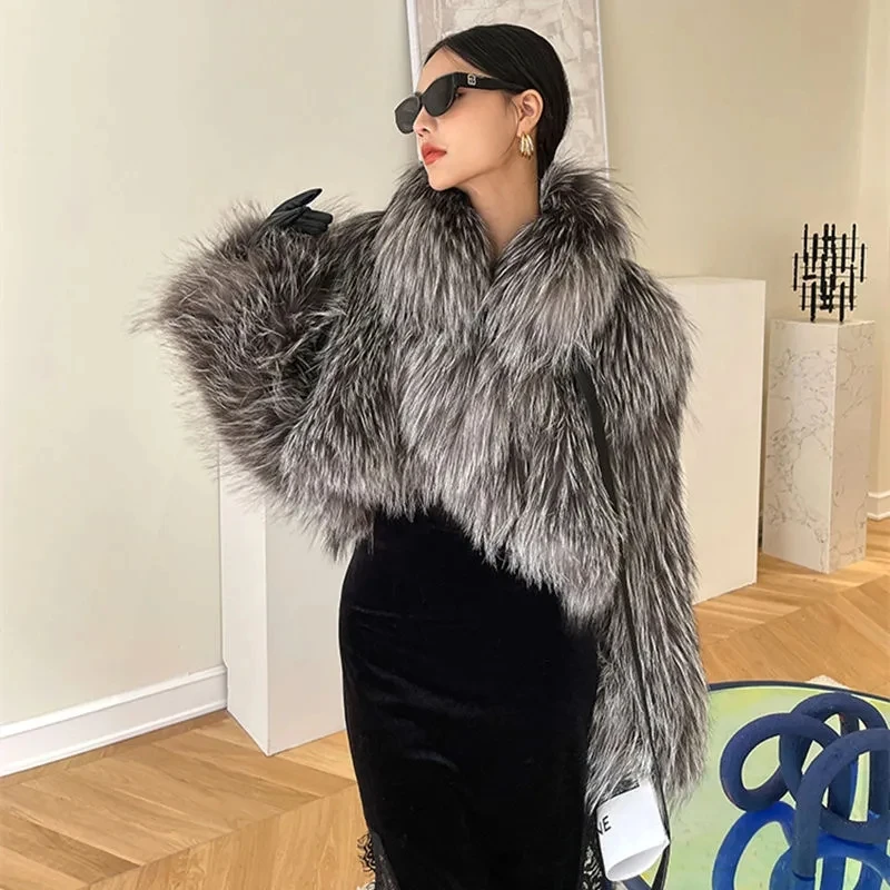 Y2K2024 Autumn/Winter Women'S Jacket High-Grade Imitation Silver Fox Coat Female Short Young Minority Fur Top