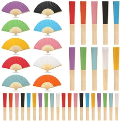 32Pcs Multicolor Bamboo Folding Fan Handheld Fans Paper Folded Fan for Wedding Party and Home Decoration