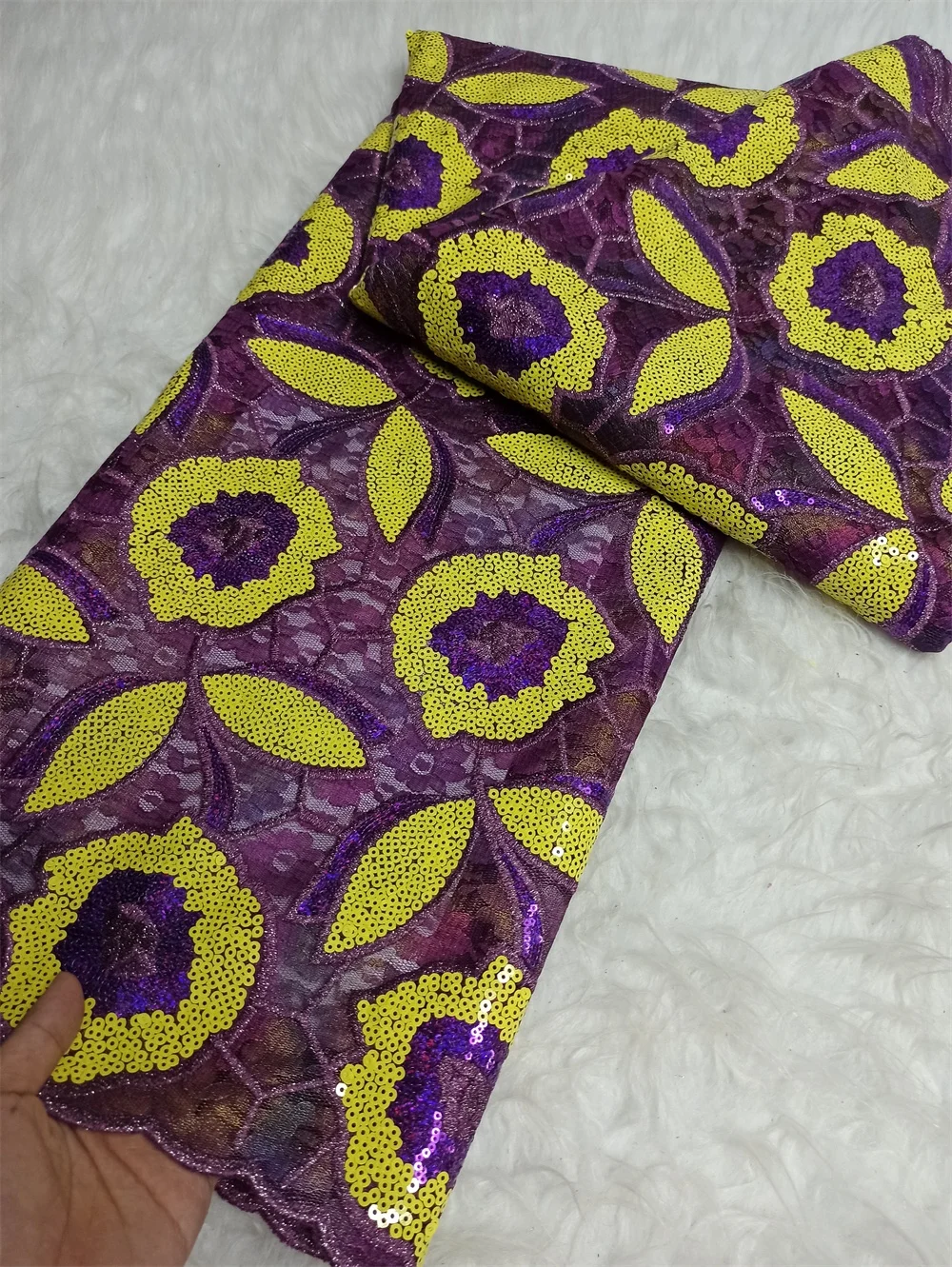 

African Nigerian Guipure Embroidery Latest 2025 Sequins High Quality for Sewing Tulle Lace Fabric Dresses 5Yards JH0082