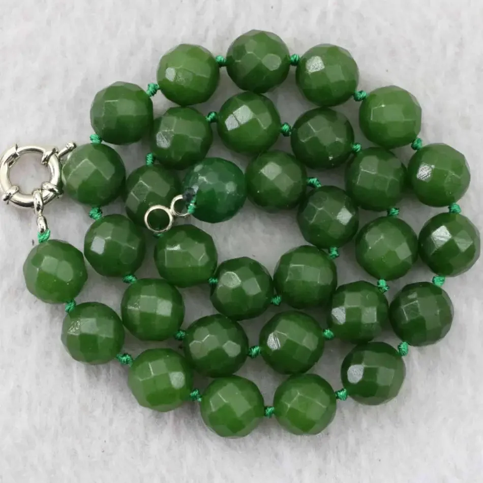 

Taiwan green natural stone chalcedony jades faceted round 8mm 10mm 12mm choker jewelry chain necklace for women 18inch