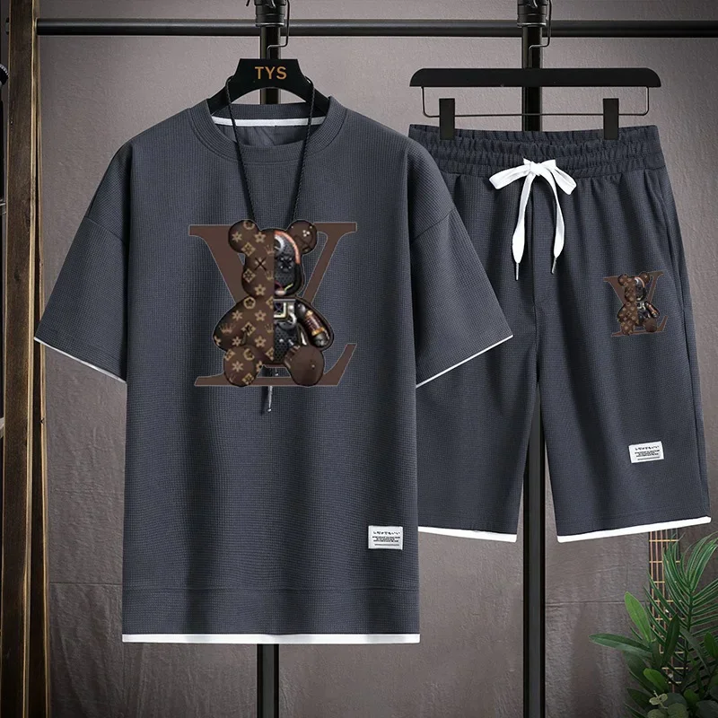 

Summer trend men's outdoor jogging casual fitness sportswear set, breathable short-sleeved T-shirt + shorts two-piece set