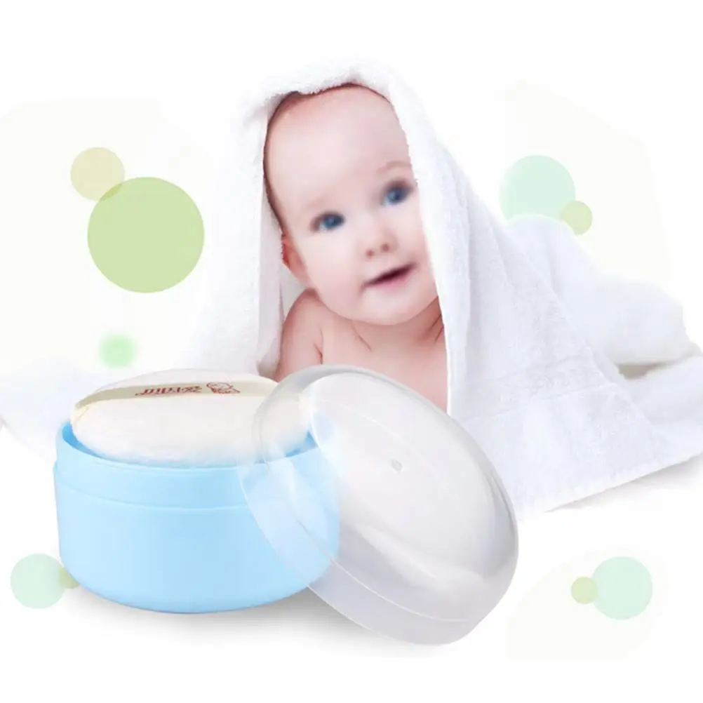 2 ensembles de fond de teint bouffant de poudre en tissu et éponge, pour prendre le bain, Distribution uniforme, dépoussiérage après-bain, conteneur, boîte pour bébé