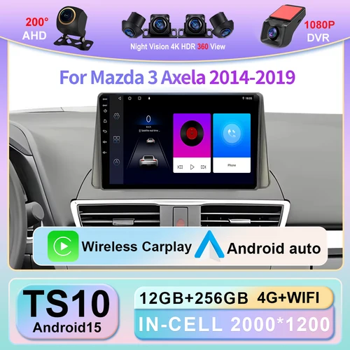 Android Multimedia para coche para Mazda 3 Axela 2014-2017 2018 2019 unidad principal reproductor navegación GPS Atuo Carplay WIFI 5G No 2din DVD BT
