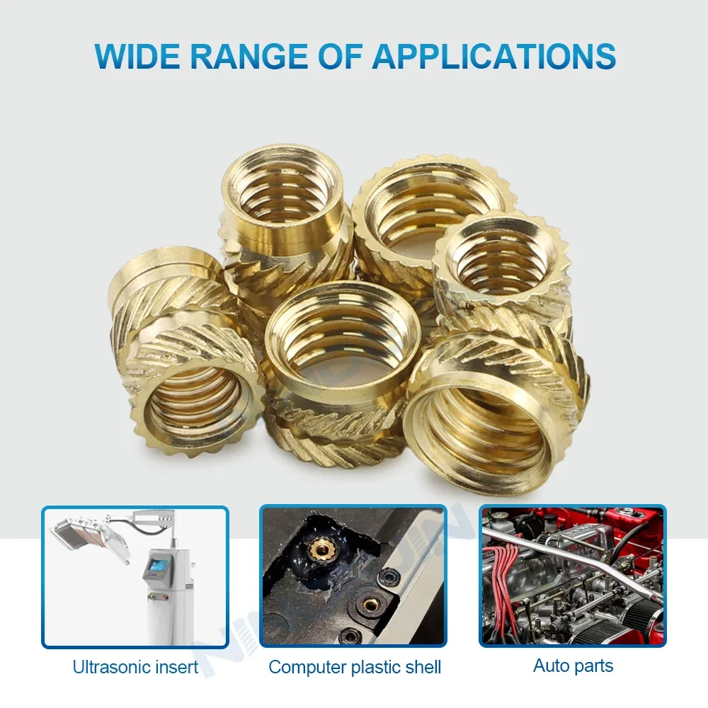 NINDEJIN 5-50pcs Brass Insert Nut Knurled Nut M2 M3 M4 M5 M6 M8 Heat Set Insert Thread Knurled Nut for 3D Printing Parts Laptop