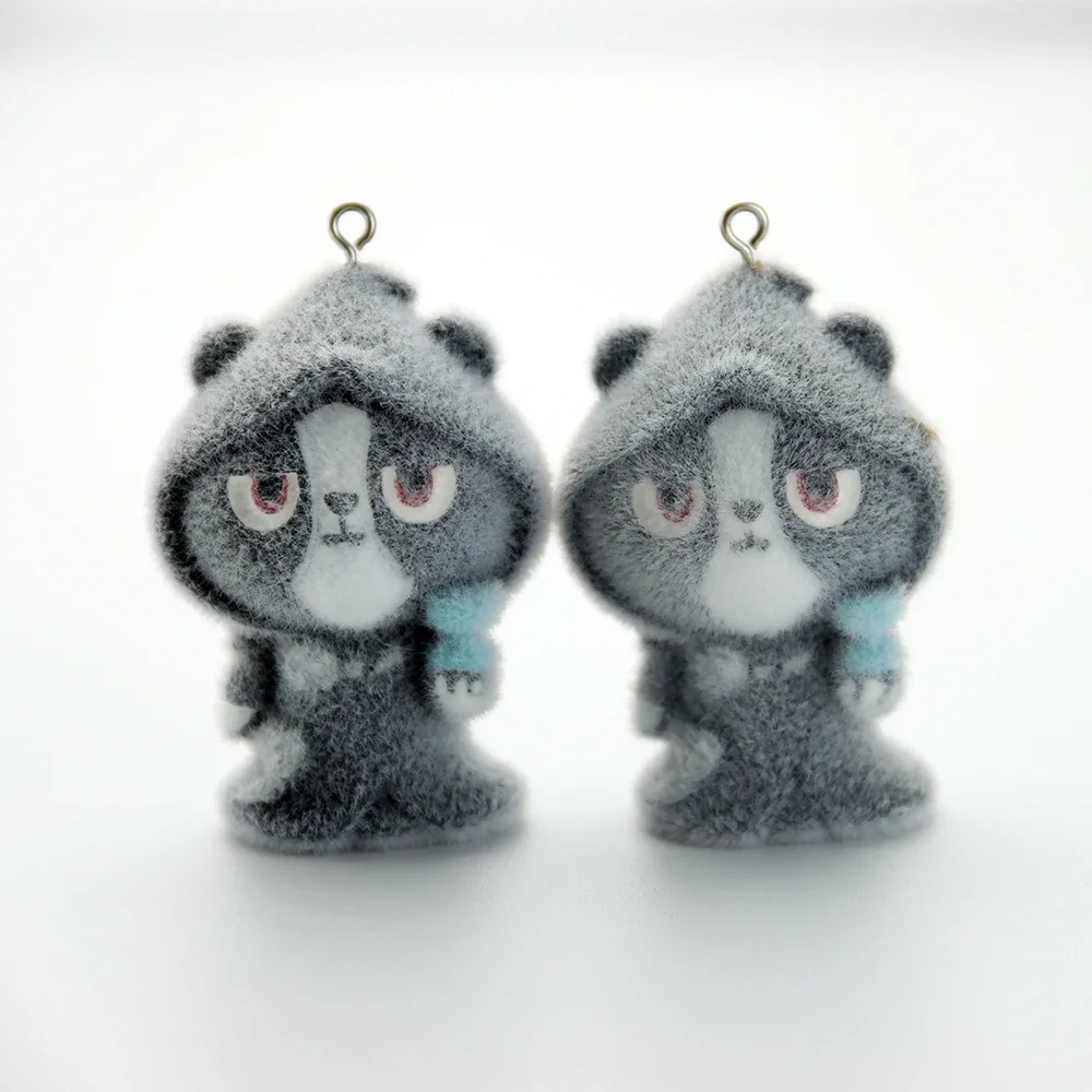 

10Pcs 3D Kawaii Flocking Grim Reaper Panda Halloween Charms Halloween Pendant For Phone Keychain Earring DIY Crafts Jewelry Make