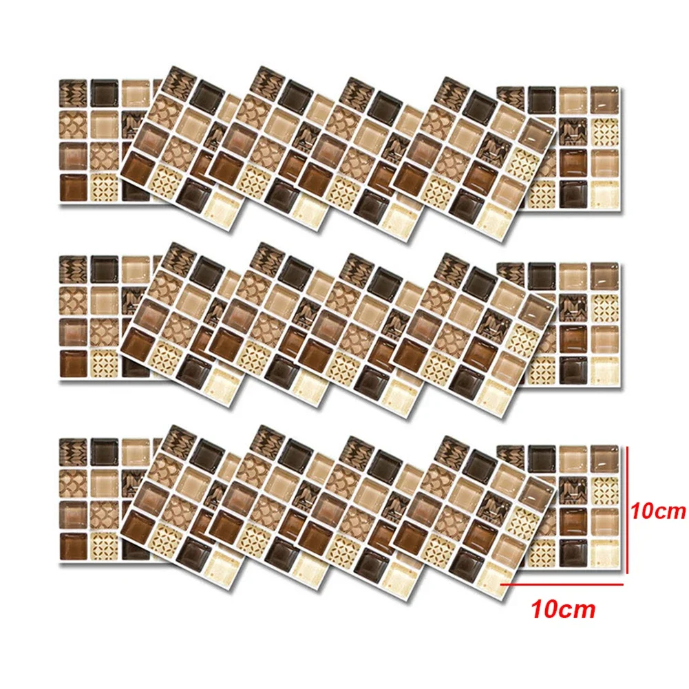 Accessories High Quality Tile Wall Stickers Kitchen Mosaic 10x10cm 18pcs Bathroom Decals Decoration Home PVC Simulation