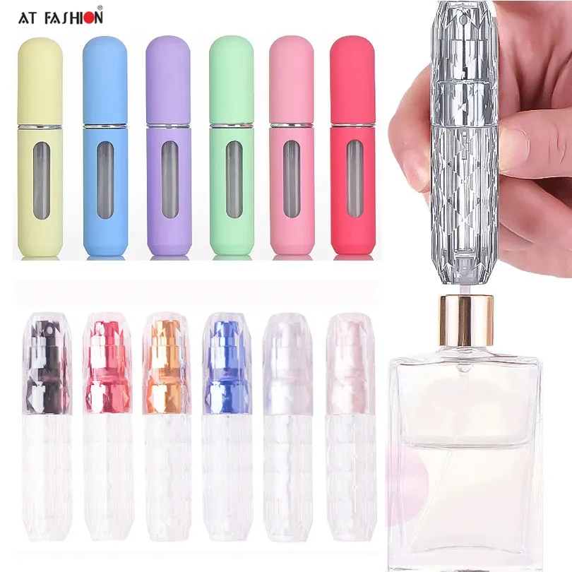 5ml Mini Refillable Perfume Spray Bottle Aluminum Top Container Travel Portable Sample Disinfectant Empty Cosmetic Tools