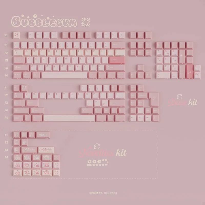 JTK Bubblequm Keycap Set ABS Doublshot Custom Pale Pink Keyboard Cap Cherry Profile Cute Girl KeyCap for Mechanical Keyboard