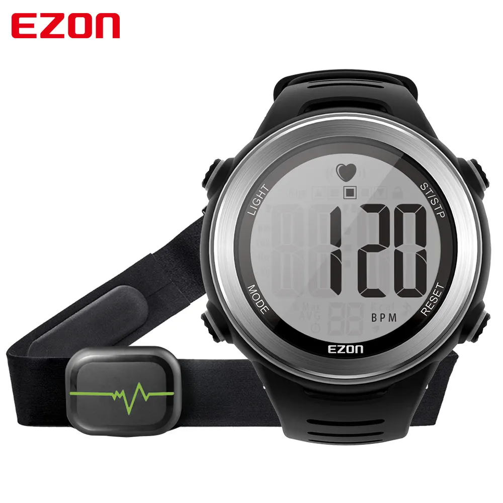 EZON New Fashion Heart Rate Monitor Digital Watch Alarm Stopwatch Men Women Outdoor Running Sports Watches with Chest Strap T007