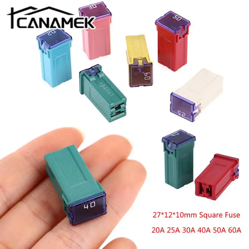 1Pc Mini Square Fuse 32V 20A 25A 30A 40A 50A60A Automotive Car Fuse With Plastic Box Accessories