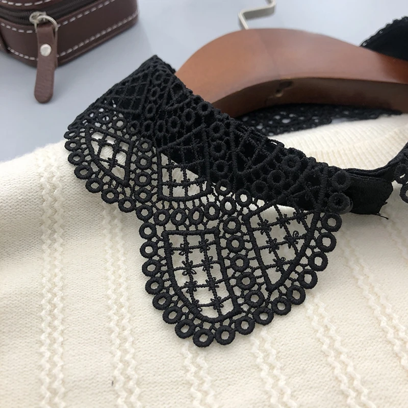 Hollow Out Embroidery Lapel False Collar Shirt Sweater  Decoration Collar Clothing Accessories