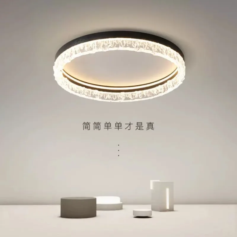 Italian master bedroom ceiling light simple modern crystal semi transparent living room ceiling light