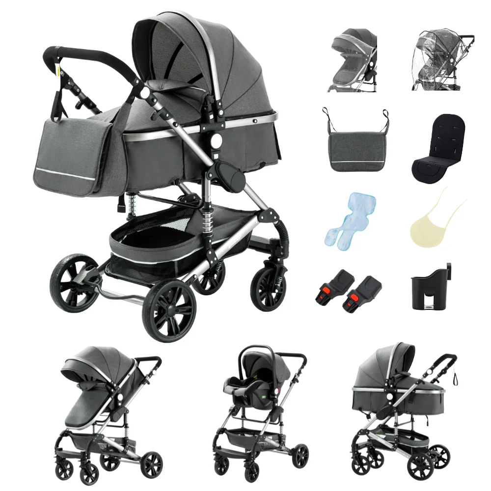 Multifunctionele kinderwagen 3-in-1, autostoel-kinderwagen combinaties, compacte baby reiswieg voor pasgeborenen, kinderwagens, baby buggy's