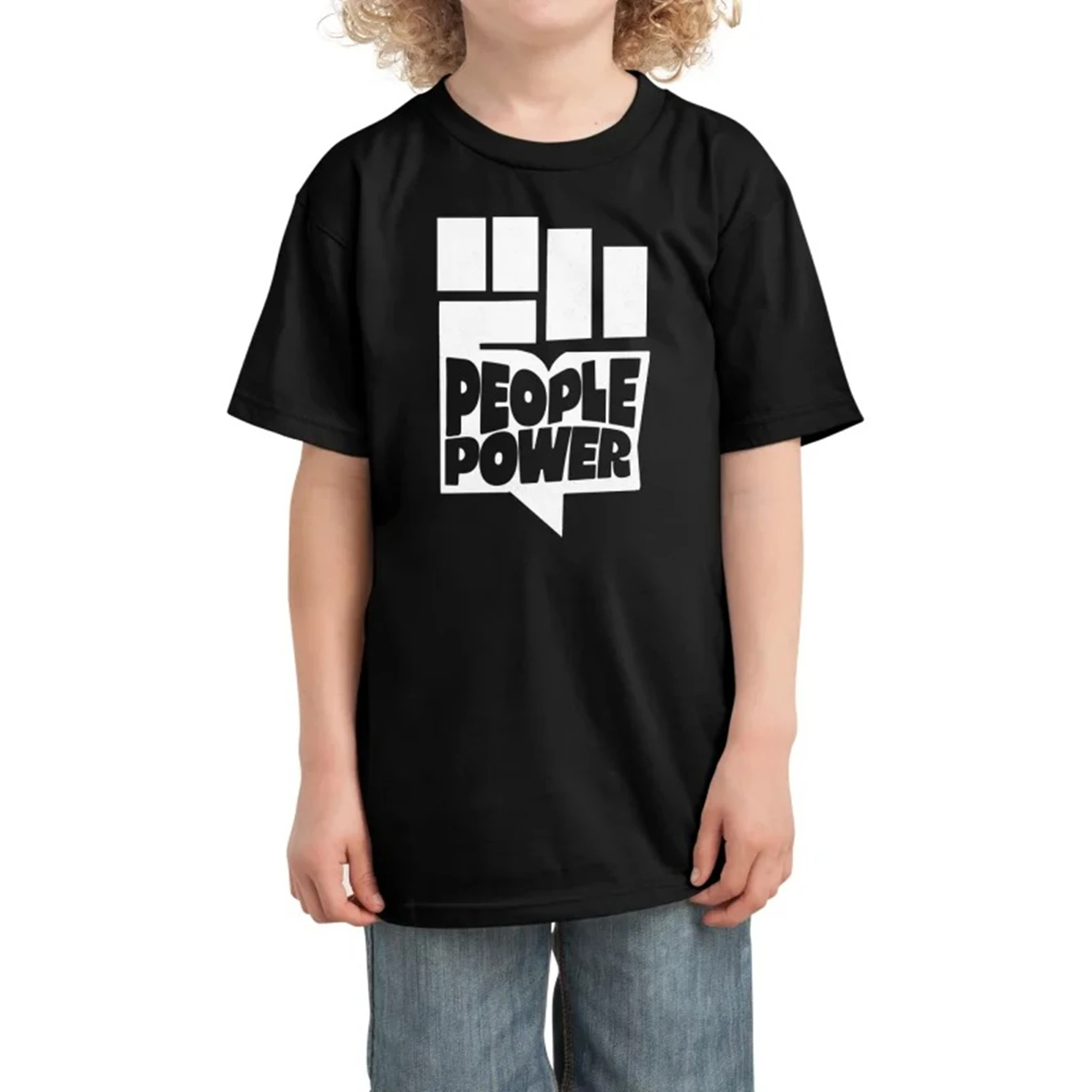 People Power T-Shirt Kids Black Cotton Tee Child Tee Summer New Fashion Kids Tee Merch Cotton Children's Clothes Shirt