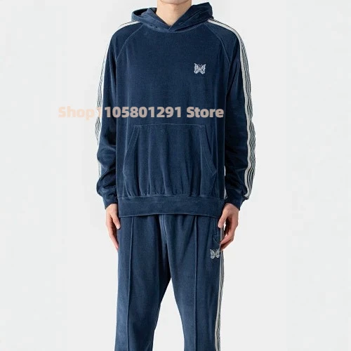 Butterfly Embroidered Tracksuit Jacket, Striped Zip‑Up Jacket & Loose Wide Leg Pants, Casual Sports Streetwear Outfit