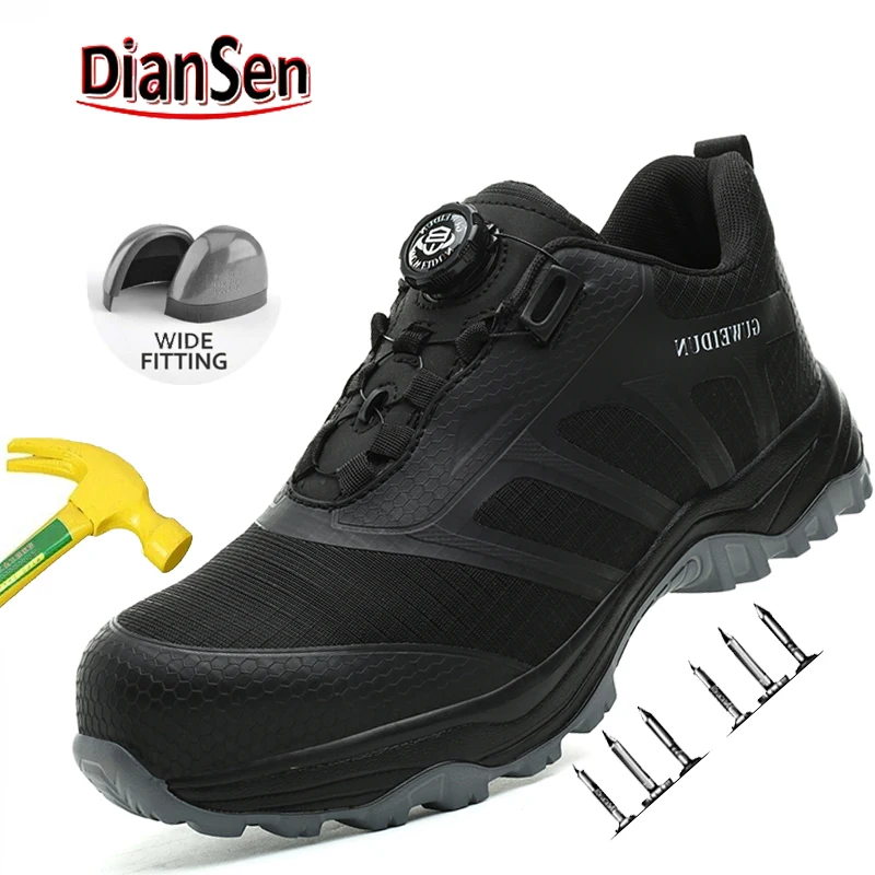 

Защитная обувь со стальным носком, мужская неразрушимая рабочая обувь, противоударные, противоударные, легкие дышащие кроссовки, обувь с поворотными кнопками