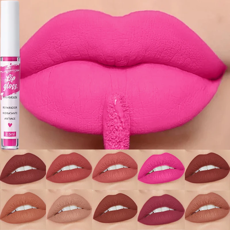 Rosaroter, mattierter, flüssiger Lippenstift, wasserfest, langlebig, feuchtigkeitsspendend, langlebiger Lippenstift, nicht klebender Lipgloss, koreanisches Make-up – Detail 2
