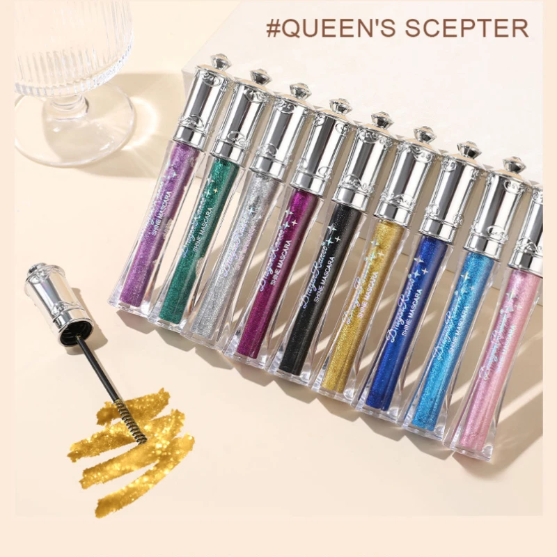 3Pcs 다이아몬드 방수 마스카라 속눈썹 컬링 글리터 실버 펄 글로시 마스카라 아이 래쉬 화장품 시니 브러쉬 젤