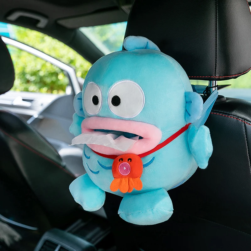 

Creative Cartoon Hangyodon Plush Doll Napkin Holder Tissue Box Wet Wipes Case Home Car Decor Storage Container