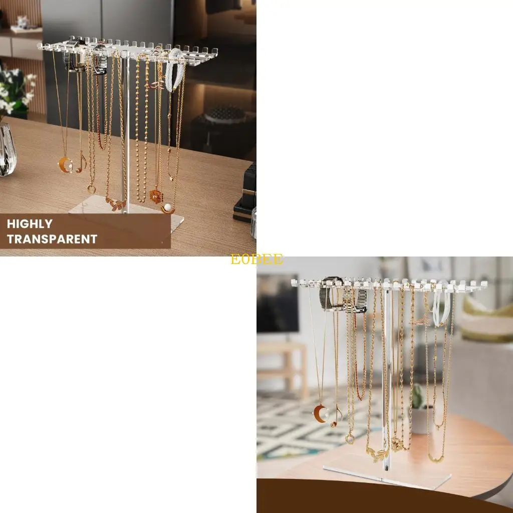 

E0BE 36 Hook Clear Acrylic Jewelry Rack For Necklace Bracelets Rings Hair Accessories