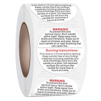 500Pcs White Candle Warning Labels,1inch 1.5inch Round Candle Safety Labels Sticker for Candle Making DIY Candle Jars