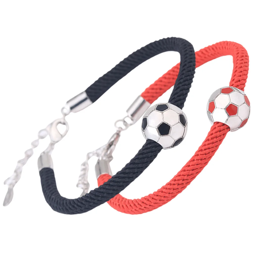 2 قطعة أساور كرة القدم زوجين مقاومة للاهتراء قابل للتعديل أساور المعصم كرة القدم الرياضة المشجعين الهدايا التذكارية سوار كرة القدم