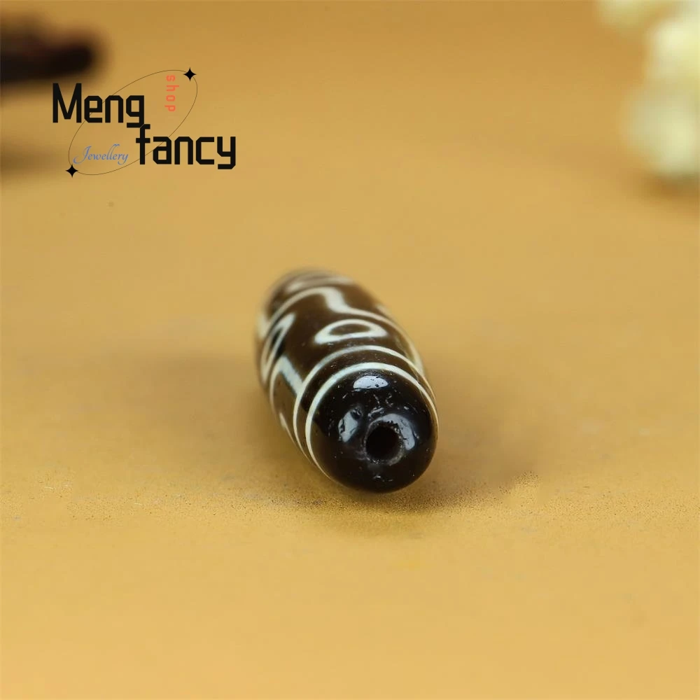 Natural Nine-eyed Dzi Bead Onyx Black and White Old Beads Pendant Accessories Ethnic Style Exquisite high-grade Fashion Jewelry