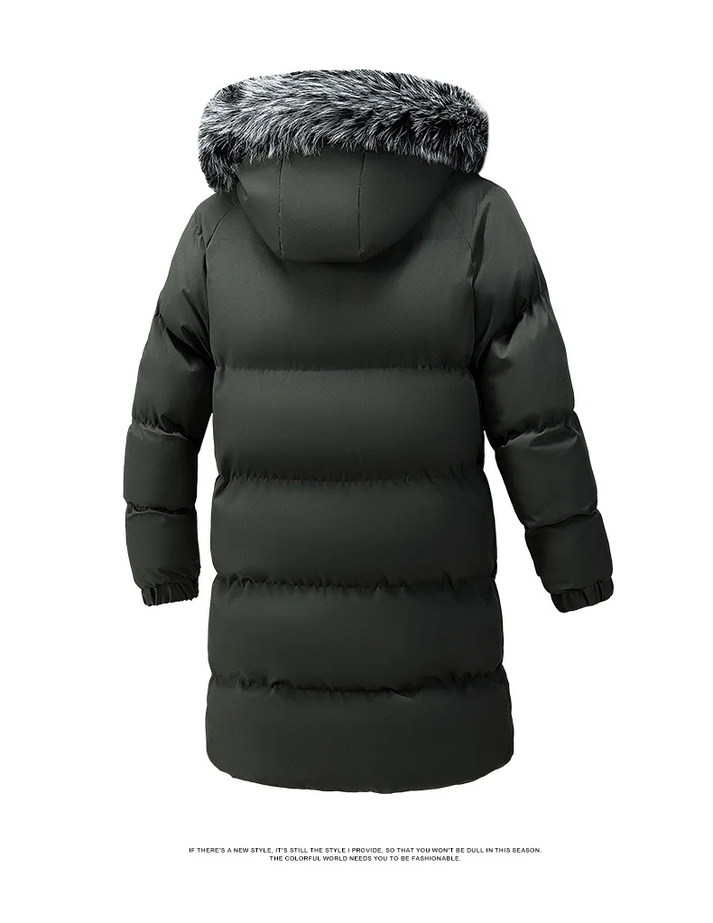 Winter Men's Hooded Jacket Large Fur Collar Thick Warm Cotton Coat Medium-Length Versatile Windproof Fashionable Workwear
