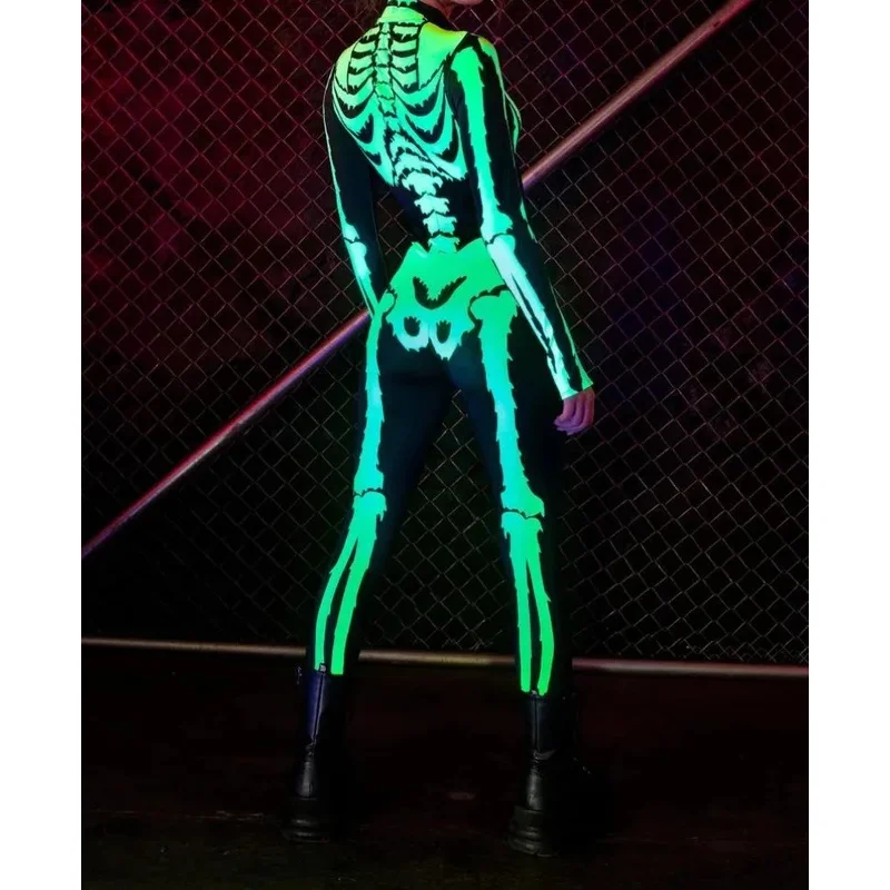 Disfraz de fantasma aterrador para mujer, esqueleto de Rosa 3D, mono de diablo Sexy para Halloween, fiesta de carnaval, Día de los muertos