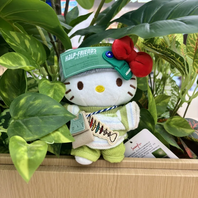 Genuíno bonito dos desenhos animados kawaii olá kitty diy fio roxo conjunto de tricô mão flor boneca de pelúcia chaveiro saco pingente brinquedo presente