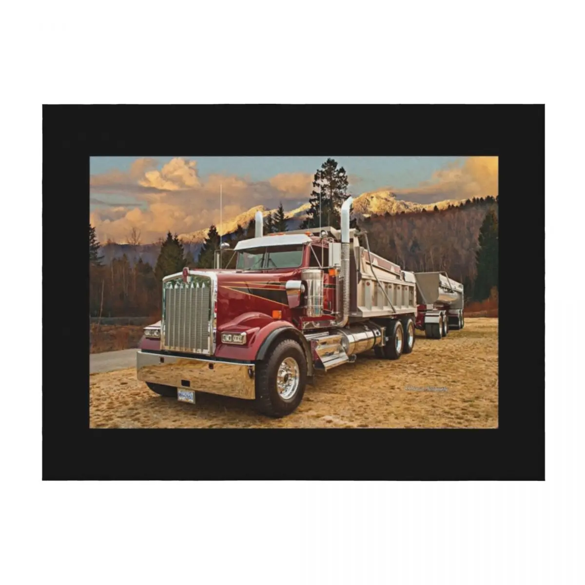 

Kenworth End Dump and Mission Moutains Throw Blanket Flannel Decoratives Soft Big Decorative Throw Blankets