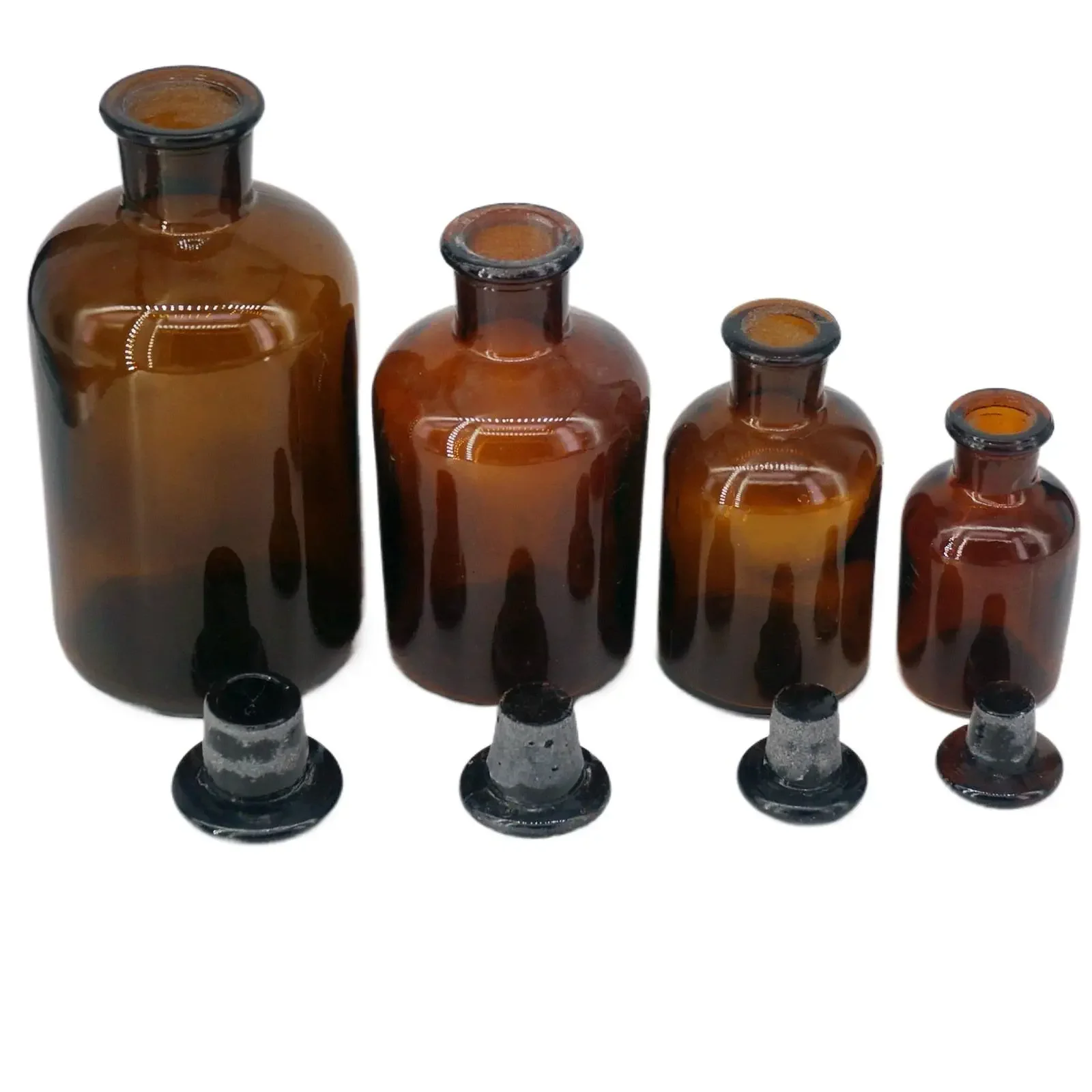 30ml 60ml 125ml 250ml 500ml 1000ml 2500ml Brown Glass Narrow Mouth Bottle With Stooper Lab Chemistry Glassware view 4