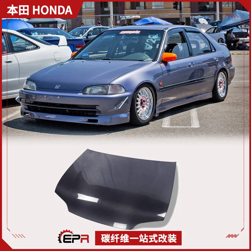 

92-95 Подходит для Honda Civic EG, модифицированная 4-дверная оригинальная крышка двигателя из углеродного волокна, передняя крышка двигателя