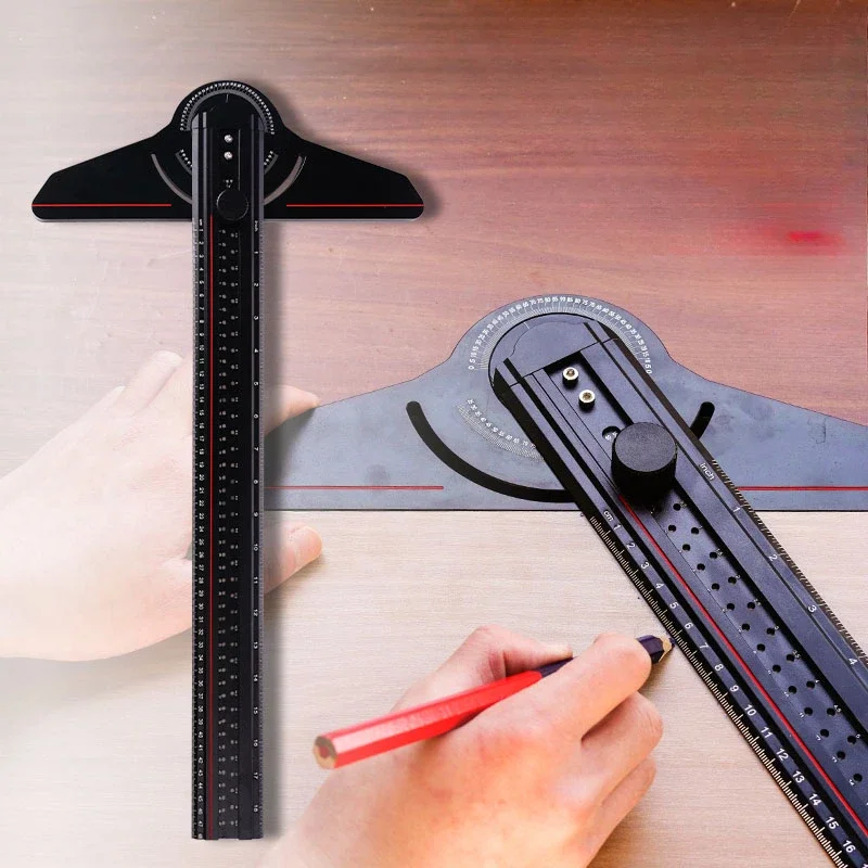 

Woodworking Universal Multifunctional Combination Angle Ruler Aluminum Alloy T-Ruler Mobile Scribing Positioning Centimeter