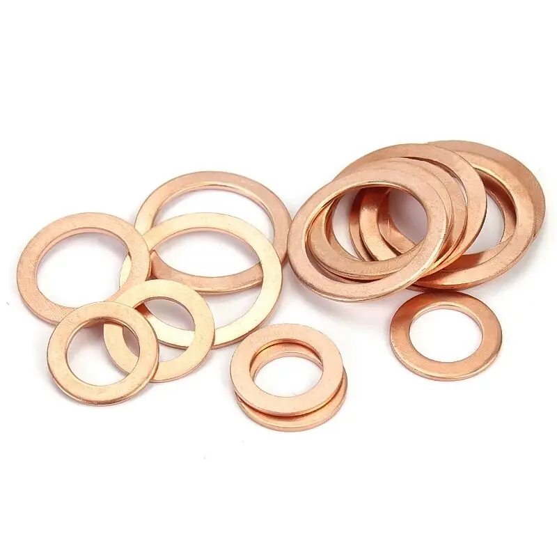 Copper Flat Washer M13 Seal Gasket inner diameter 13mm Sealing Ring Thin Sheet T3 Red copper washer