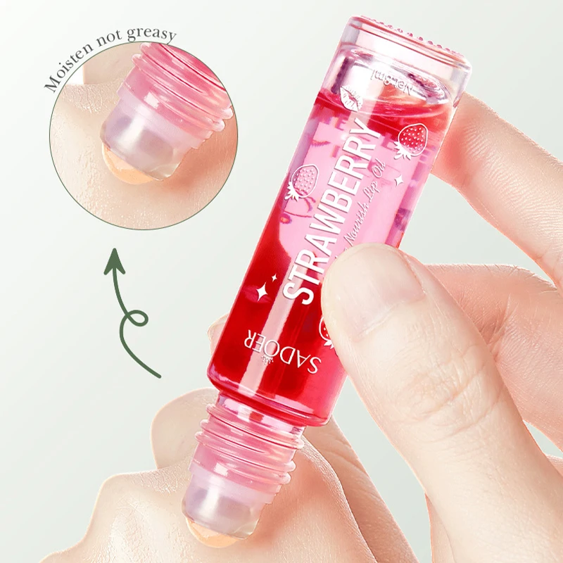 ストロベリー モイスチャライジング ハイドレーティング リップ グロス - クリア リップ オイル プライマー ロールオン 1 個、長時間持続する光沢のある仕上がり、すべての肌タイプ