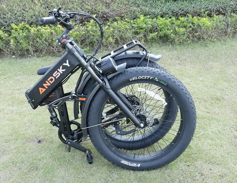 ANDSKY Forge 26 Full-Suspension Foldable Electric Bike 48V 20Ah 28MPH Top Speed 80Miles Long Range 100Nm Torque 26"x4.0" Fat Tire Electric Bicycle with LCD Display 1300W Motor Power E-bike City Commuter Mountain For Adult view 6