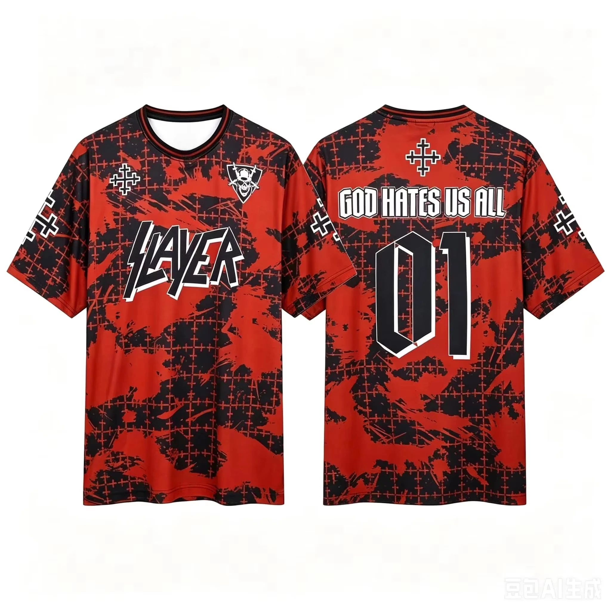 Slayer Reign in Blood Men T-shirt Back Number 86 Retro Dark Print Short Sleeve Rock Football Jersey Family Matching Outfits