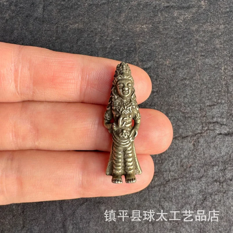 Tibetan-style white copper Zakira mother figurine
