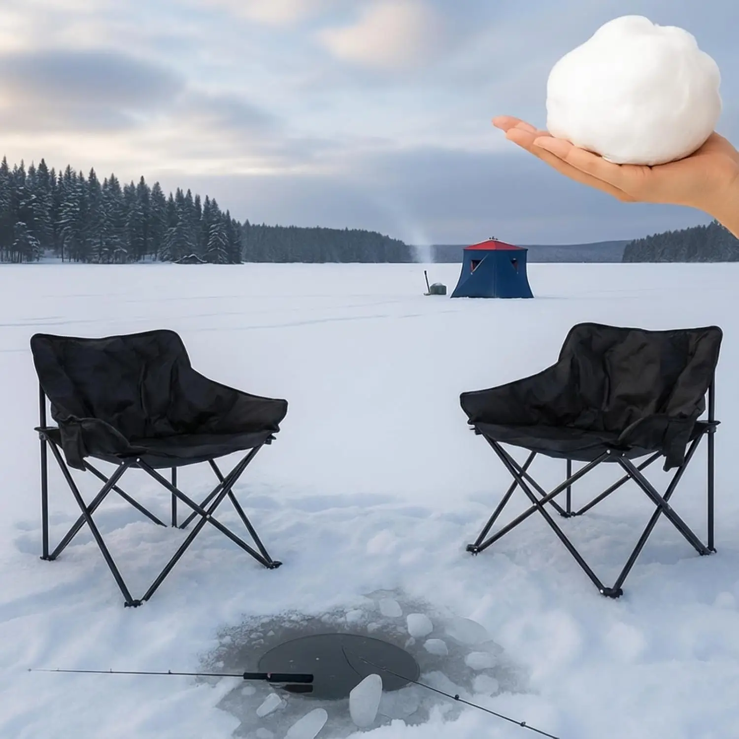 

2 Pcs Padded Ice Fishing Chair, Folding Camping Stool for Adults, Supports up to 280 Lbs, 24.4 x 16.6 x 25.6''