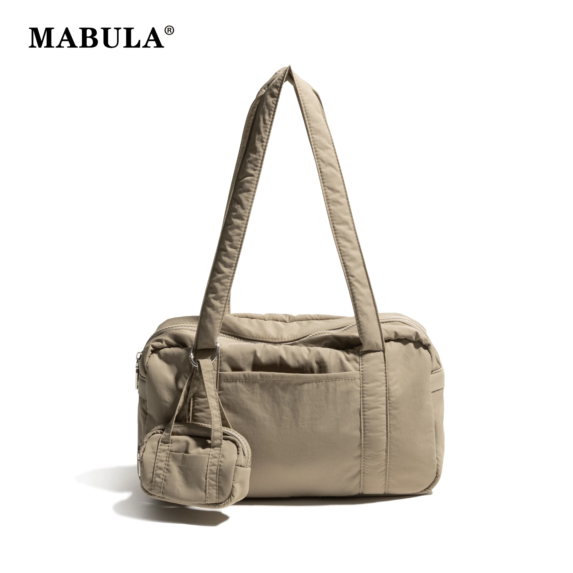 MABULA Padded Women Shoulder Bags Large Capacity Nylon Underarm Bag Female Fashionable Handbag Versatile Hand Carry Pillow Bag