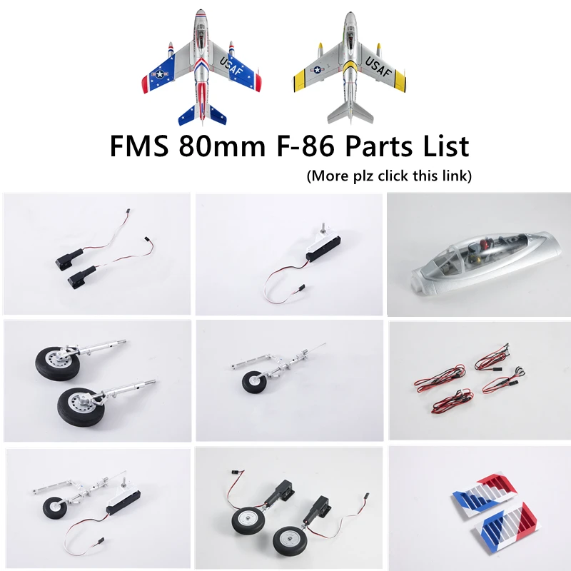 FMS 80mm F86 F-86 EDF Ducted Fan Jet Parts Retract Landing Gear Set System Motor ESC RC Airplane Model Plane Aircraft Avion