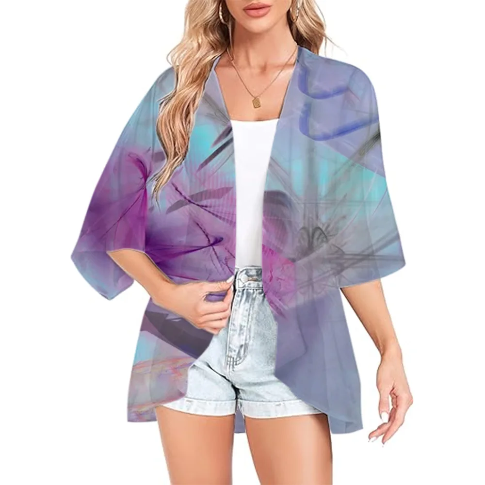 Women's Beach Bikini Swimwear 2024 Elegant Summer Beach Cardigan Top Oversized Vintage Kimono Cardigan Jacket Phantom Flower