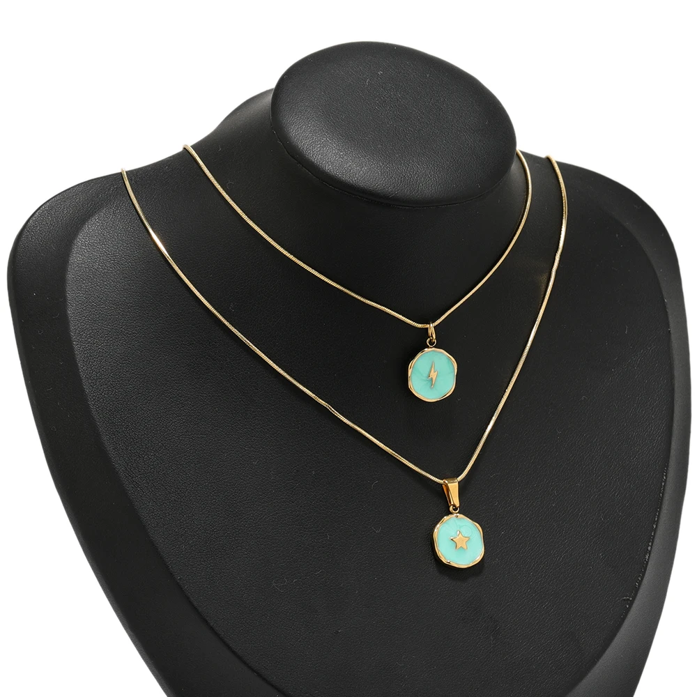 5 Stück Edelstahl 12mm Emaille Stern Mond Herz Anhänger Medaillen Charms für Damen Halsketten Zubehör DIY Schmuckherstellung Materialien – Detail 5
