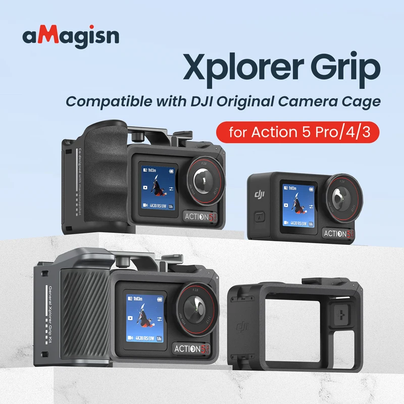 dji-action-5pro-4-3用ストリートハンドルグリップ、vlogホルダー、シャッターボタン、写真スポーツカメラ、クイックリリースグリップブラケットアクセサリー