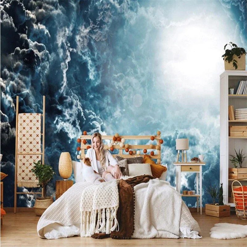 custom Dark clouds white clouds wall paper home decoration landscape background photo mural wallpapers for living room sofa TV