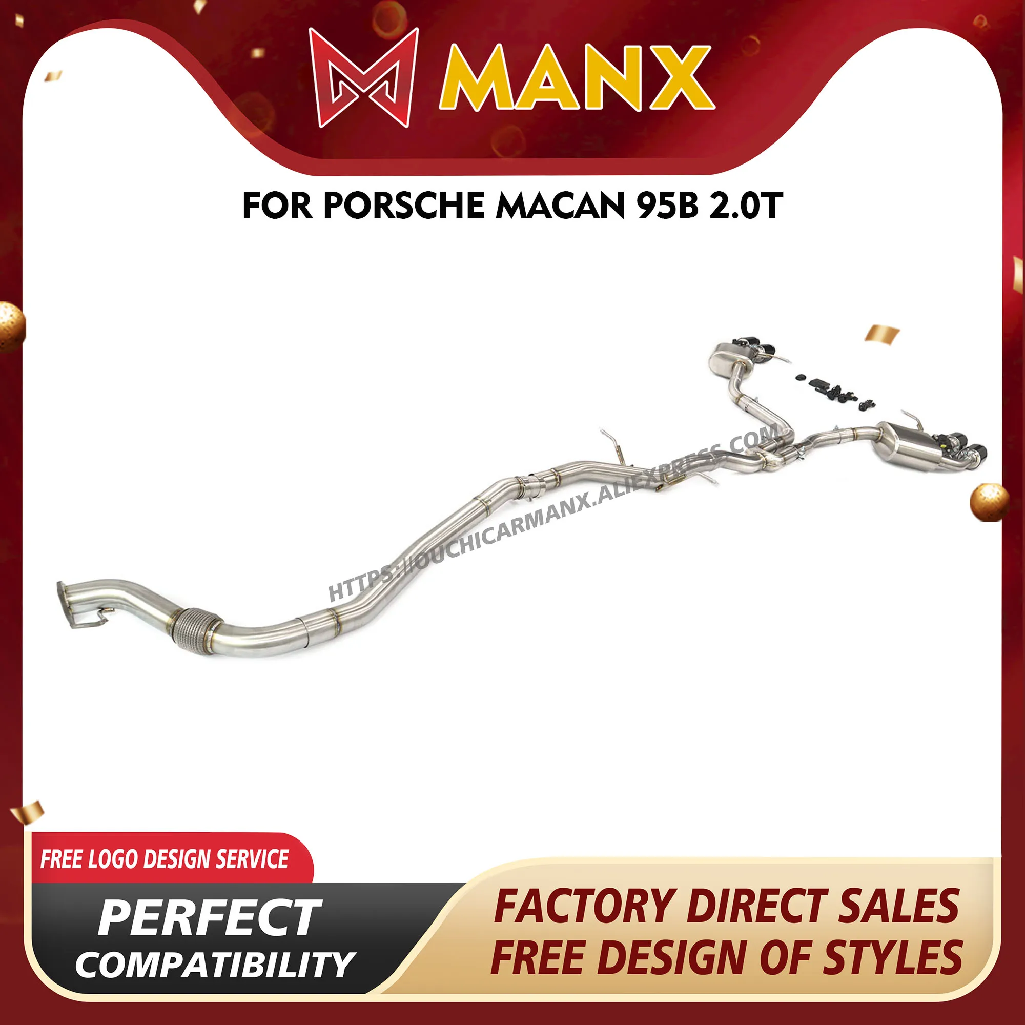 

MANX SS304 Catback for Porsche Macan 95B 2.0T Exhaust system Non-destructive installation Electronic valve Tips Resonant Tube